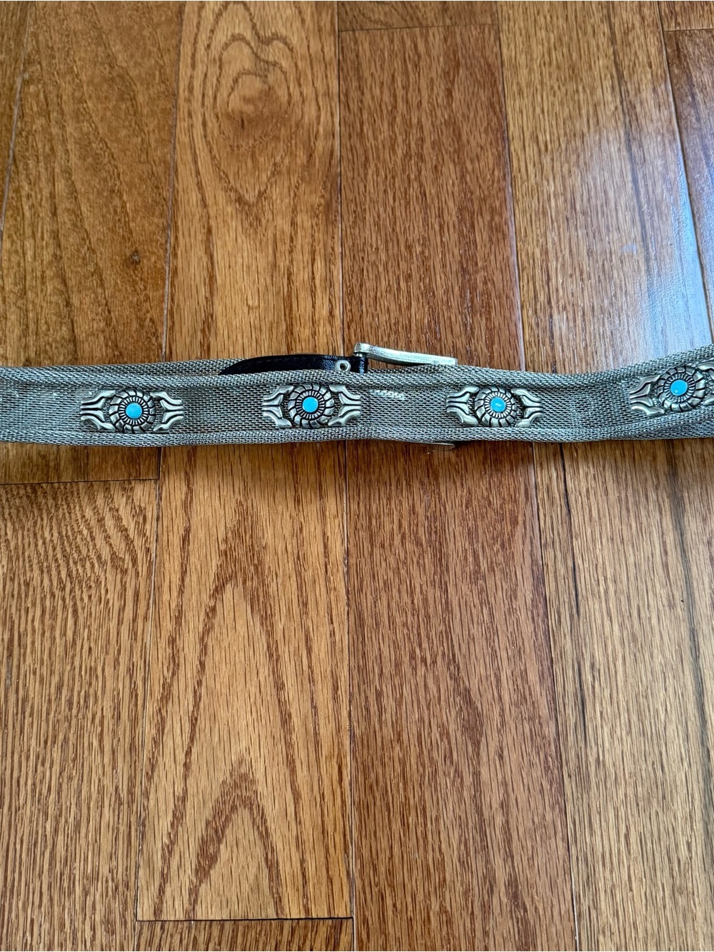 Silver-Tone Western Belt with Decorative Blue Gems